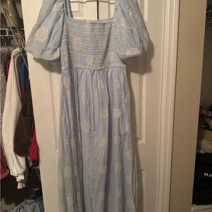 Worth Collective Aimee Smocked Embroidered floral midi dress